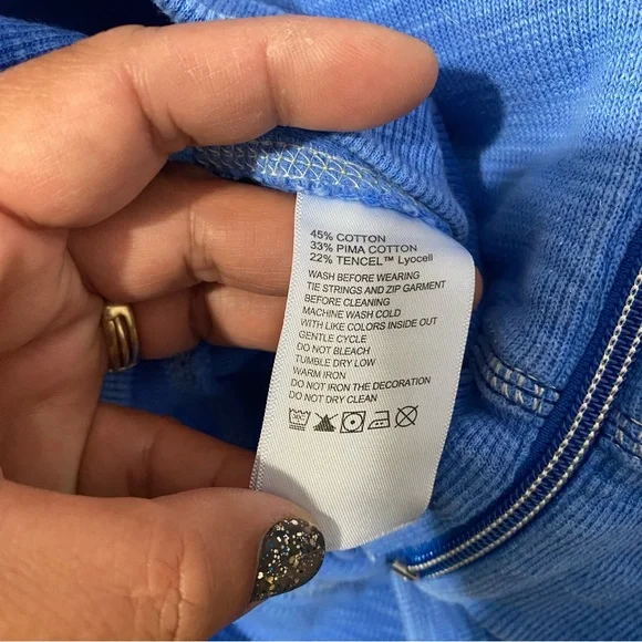 Tommy Bahama Blue Full Zip Hoodie Womens M Pima Cotton Tencel Lyocell - Picture 7 of 9